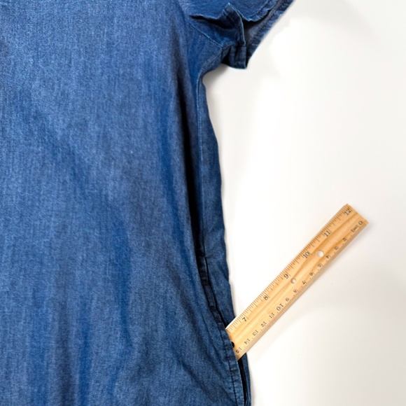 1250°C Dark Navy Chambray Boho Tassel Dress w/ Pockets Size S / M Retail $80 🧵✨ - Picture 8 of 12